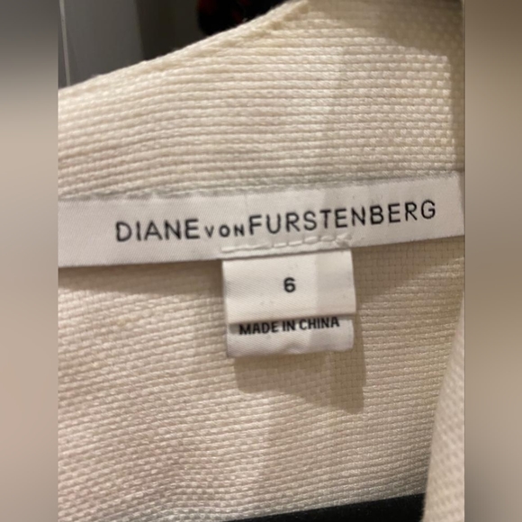 DIANE VON FURSTENBERG White Linen  Peplum Dress size 6 U.S - Picture 3 of 3